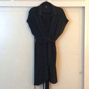 Shein Black, Lined, Wrap Dress Size XL